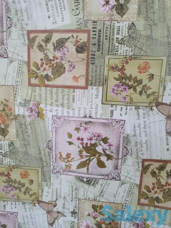 Красивая скатерть клеенка в стиле винтаж поле бабочки, качество, фотография 2