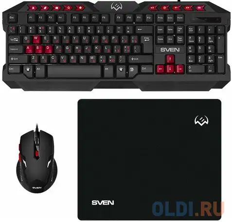 Набор sven gs-9200 игровые клавиатура, мышь и коврик (usb, мембранная, 104, фотография 1