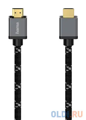 Кабель hdmi 1м hama h-205238 плоский черный/серый, фотография 1