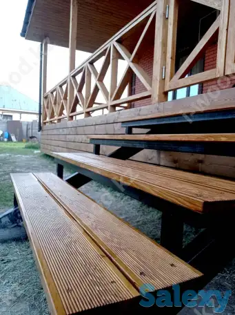 Терраса к дому из натурального дерева, монтаж террас, фотография 2