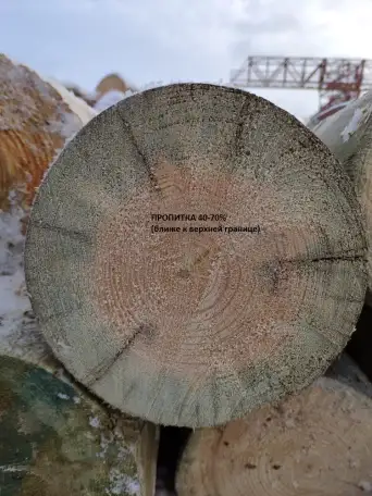 Пропитанные антисептиком опоры столбы ЛЭП, фотография 4
