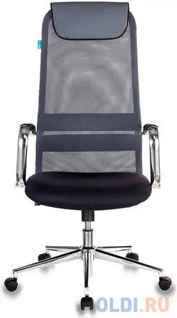 Кресло руководителя бюрократ kb-9n/dg/tw-12 серый tw-01 tw-11 сетка крестовина хром, фотография 1