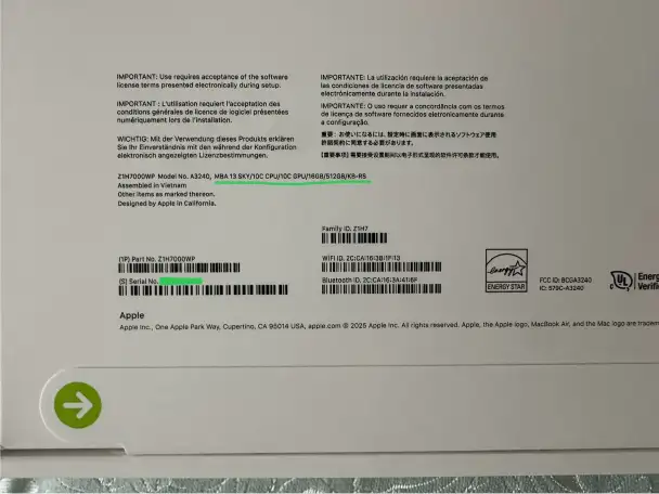 Macbook Air M4, 16Gb, 512Gb, Sky, не распакован, русская клавиатура, фотография 3