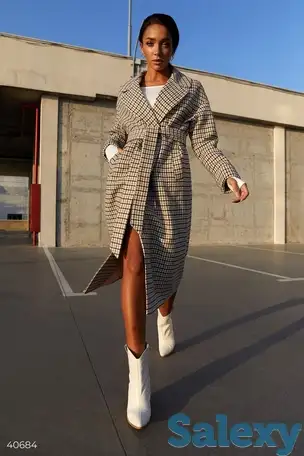 Трендовое шерстяное пальто в гусиную лапку, фотография 1