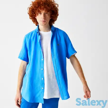 Мужская льняная рубашка lacoste slim fit, фотография 1