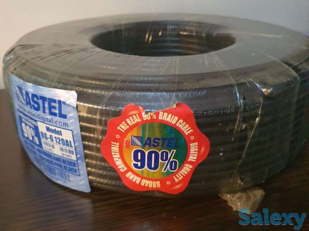 Кабель телевизионный для телевидения провод шнур RG-6, 92м черный, фотография 4