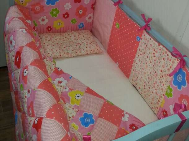 Бортики в детскую кроватку, комплект в манеж пошив под заказ, фотография 4