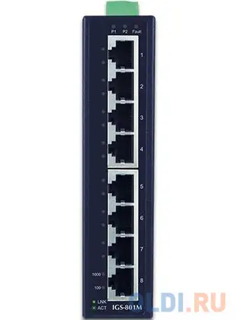 Planet ip30 slim type 8-port industrial manageable gigabit ethernet switch (-40, фотография 1