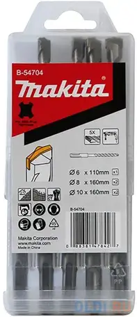Набор буров makita b-54704 по бетону/камню (5пред.) для перфораторов, фотография 1