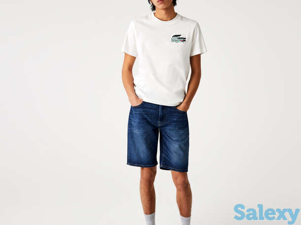 Мужские джинсовые шорты-бермуды lacoste slim fit из эластичного хлопка, фотография 1