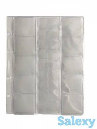 Лист для монет 200х250 мм., скользящий на 28 ячеек, комбинированный (5 шт.), фотография 1