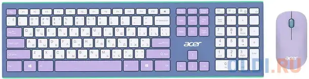 Клавиатура + мышь acer occ200 клав:зелёный/фиолетовый мышь:зелёный/фиолетовый usb беспроводная slim , фотография 1