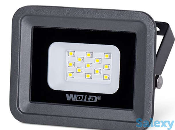Светодиодный прожектор wolta wfl-10w/06w серый  5500k 10вт smd ip65 850лм, фотография 1