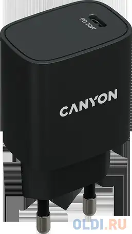 Зарядное устройство canyon cne-cha20b02 3 а usb-c черный, фотография 1