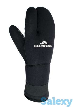 Рукавицы для подводной охоты неопреновые трехпалые scorpena d 8мм, фотография 1