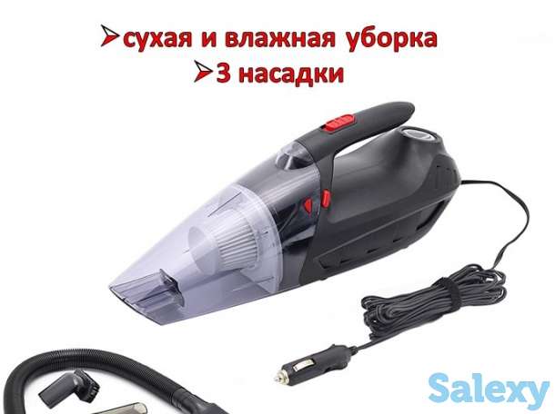 Продам автомобильный пылесос, сухая и влажная уборка, 3 насадки, модель VC-108B, фотография 1