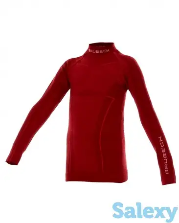 Термокофта brubeck active wool junior bordeaux, фотография 16