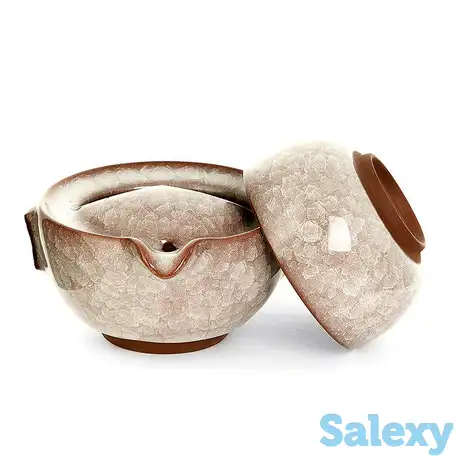 Гайвань с пиалой, колотый лед (бежевая), 100 мл, фотография 1