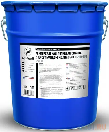 3217 reinwell универс. литиевая смазка +mos2 rw-28 (17,5кг), фотография 1