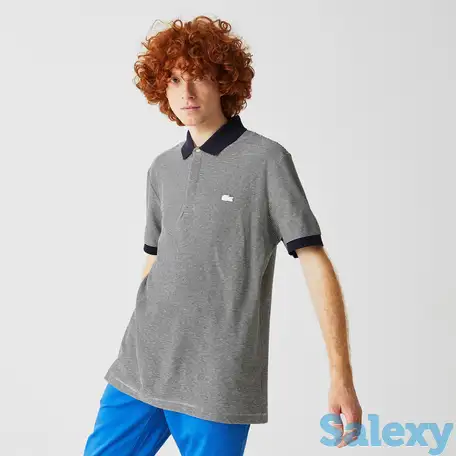 Мужское поло lacoste  regular fit из хлопка и льна, фотография 1