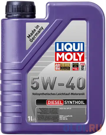 1340 liquimoly синт. мот.масло diesel synthoil 5w-40 cf a3/b4 (1л), фотография 1