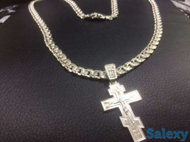 Цепочка крестик серебро золото, фотография 1