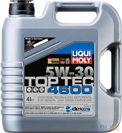 Нс-синтетическое моторное масло liquimoly top tec 4600 5w30 4 л 3763, фотография 1