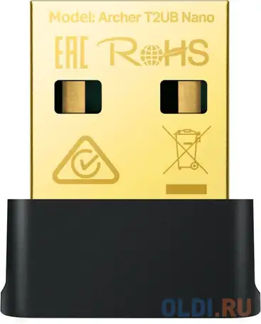Сетевой адаптер wi-fi tp-link archer t2ub nano ac600 usb 2.0 (ант.внутр.), фотография 1