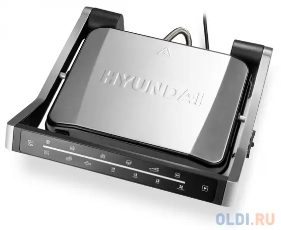 Электрогриль hyundai hyg-3022 серебристый/черный, фотография 1