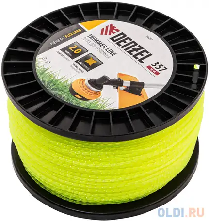 Леска для триммера витой квадрат, 2,0мм х 357м, на din катушке, фотография 1