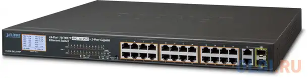 24-port 10/100tx 802.3at poe + 2-port gigabit tp/sfp combo ethernet switch, фотография 1