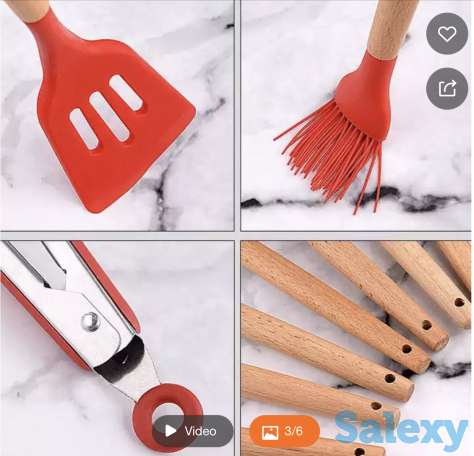 Набор силиконовых ложек и лопаток для кухни, фотография 5