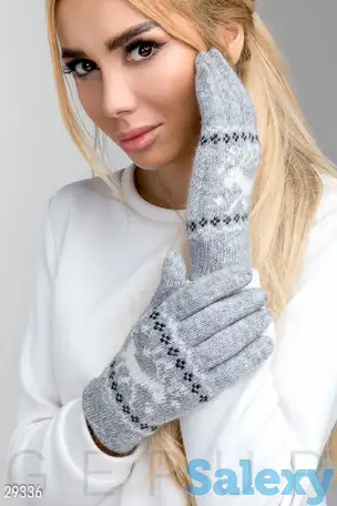 Теплые перчатки с рисунком, фотография 1