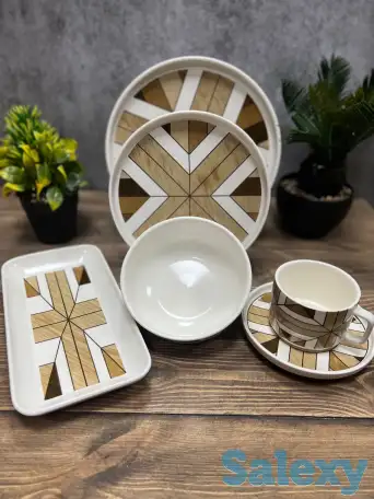 Белый чайно-столовый сервиз с карамельным орнаментом Vassila, фотография 3