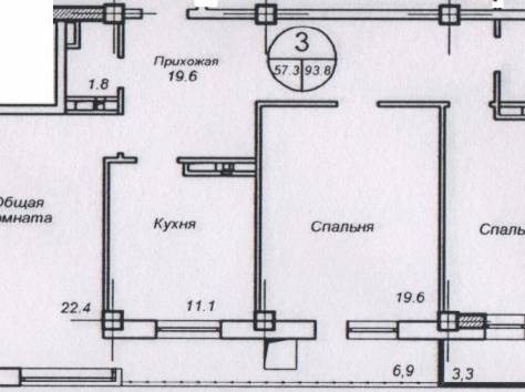 Трех комнатная квартира в новом жилом комплексе , фотография 1