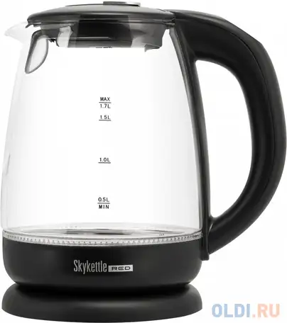 Чайник электрический red solution rk-g210s 2200 вт чёрный 1.7 л стекло, фотография 1