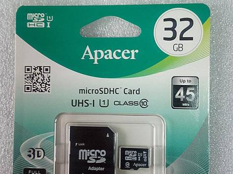 APACER MicroSDHC 32GB Class 10+MicroSD to SD Adapter, фотография 1