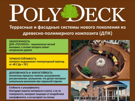 Террасные доски и фасадные панели из древесно-полимерного композита (ДПК), фотография 1