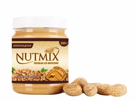 Арахисовая паста NUTMIX шоколадная, 500 гр., фотография 3