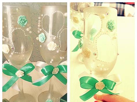 Свадебные бокалы и Бонбоньерки , фотография 3