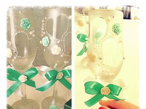 Свадебные бокалы и Бонбоньерки , фотография 4