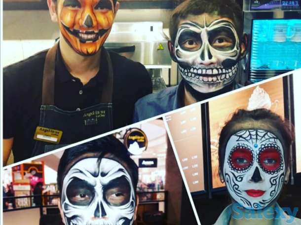 Аквагрим на Halloween, детские день рождения грим на водной основе 7000тг час 10-12 детей, фотография 3