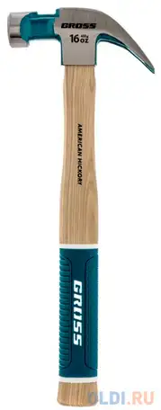 Молоток-гвоздодер,450 г, угол 45, магнит, обрезиненная рукоятка american hickory // gross, фотография 1