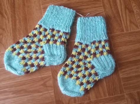 Вязаные шерстяные Носочки, Пинетки, Варежки, фотография 5