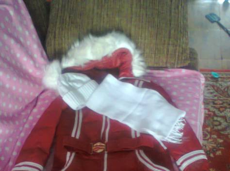 зимний пуховик с шарфом и шапкой, фотография 1