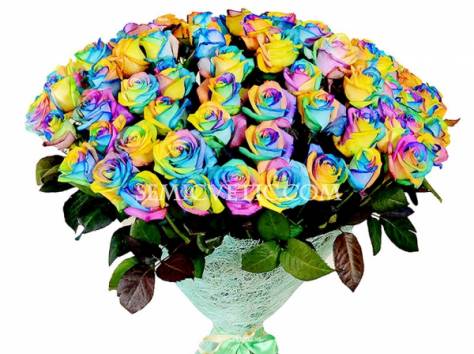 Букет из радужных роз в Алматы, фотография 4