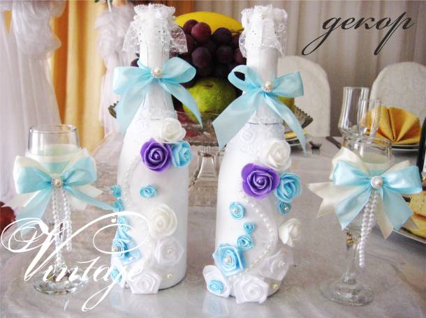 декор шампанского на свадьбу, фотография 5