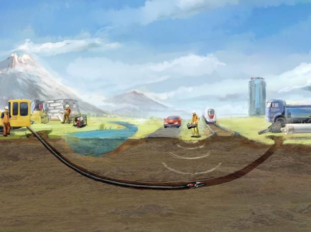 Горизонтально-направленное бурение (ГНБ) прокол под дорогой, устройство футляра, фотография 1