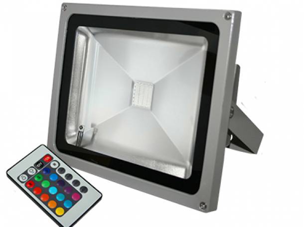 Цветной светододный прожектор LED с пультом управления, фотография 1