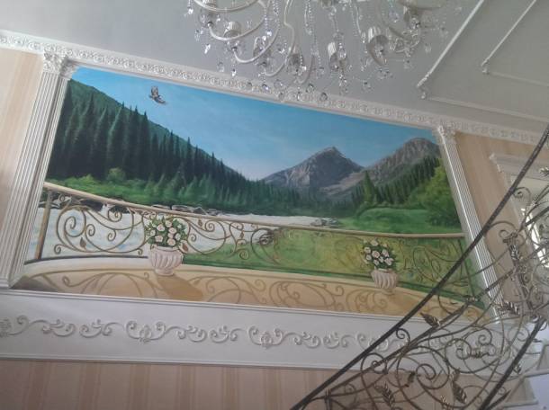 Разработка дизайн-проектов; картины маслом; роспись стен; декор лепнин, фотография 7